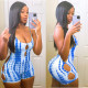 Pre Order: About 7 work days shipping Fashion Backless Tie-dye Print Rompers YUEM-1617