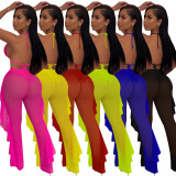 Sexy Solid Color Mesh Pants Suit TE-4250