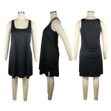 Loose Solid Color Long Vest Shorts Two Piece Sets TE-4263