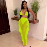 Sexy Solid Color Mesh Pants Suit TE-4250