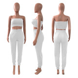 Solid Tube Top And Pants Two Piece Suits NIK-249