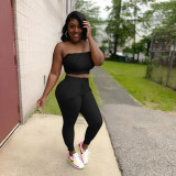 Solid Tube Top And Pants Two Piece Suits NIK-249