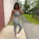 Solid Tube Top And Pants Two Piece Suits NIK-249