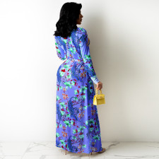 Floral Print Bra Top+Long Cloak+Pants 3 Piece Sets TE-4290
