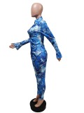Plus Size Casual Printed Long Sleeve 2 Piece Pants Set MEM-88378