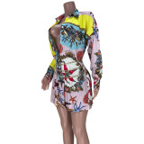 Starfish Print Long Sleeve Shirt With Chain MDF-5248