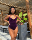 Sexy Velvet Backless Bodysuit ZDF-31130