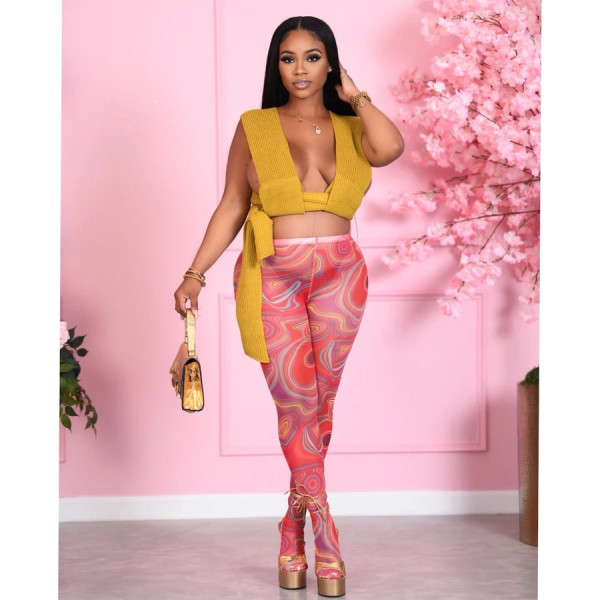 Sexy Printed High Waist Tight Pantyhose Leggings Pants SHD-9518