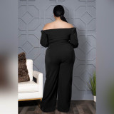 Plus Size Solid Color Off Shoulder Jumpsuits ASL-7050