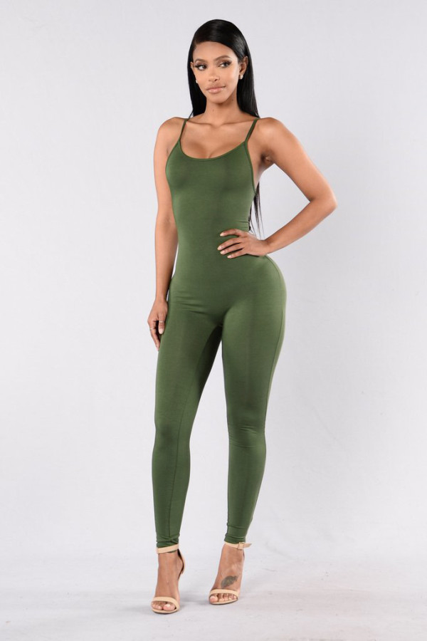 Casual Solid Sleeveless Sling Jumpsuit MZ-2011