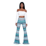 Casual Printed Mid-Waist Flared Pants MZ-2192