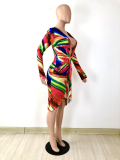 Sexy Printed Long Sleeve Bandage Dress YNSF-1669
