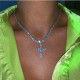 Punk Rhinestone Cross Pendant Necklace BYCF-0224