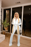 Solid Velvet Zipper Long Sleeve Top Flare Pants 2 Piece Suits NIK-263
