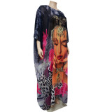 Plus Size Casual Printed Loose Maxi Dress NNWF-7297