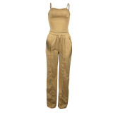 Solid Cami Top And Pants Two Piece Sets CHY-1345