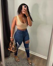 Plus Size Denim Ripped Hole Skinny Jeans Pants OD-8458