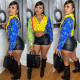 Sexy Printed Long Sleeve Cropped Blouse Top WSYF-5905