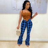 Casual Plaid Flared Stacked Pants YH-5243