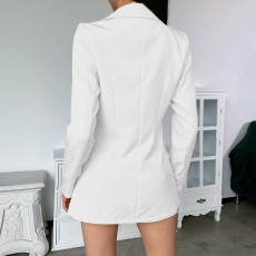 Solid Blazer Coat+Shorts With Belt Two Piece Suits WSM-5280