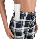Casual Plaid Flared Stacked Pants YH-5243