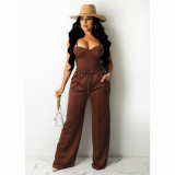 Solid Cami Top And Pants Two Piece Sets CHY-1345