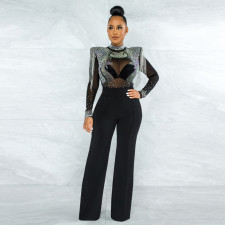 Sexy Hot Drilling Tassel Long Sleeve Jumpsuit CYA-9232-B