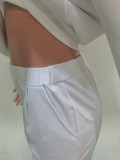 Plus Size Solid Long Sleeve Two Piece Pants Set BGN-202
