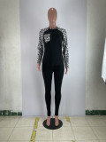 Plus Size Leopard Patchwork Two Piece Pants Set BLX-8230