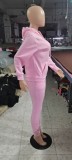 Casual Solid Fleece Hoodie 2 Piece Pants Set FSL-F175