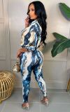 Casual Printed Blouse Top And Pants 2 Piece Suits SFY-2147