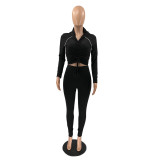 Casual Sports Hooded Drawstring Two Piece Pants Set IV-8257