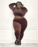 Plus Size Long Sleeve Two Piece Pants Set ZDF-31170