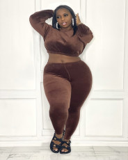 Plus Size Long Sleeve Two Piece Pants Set ZDF-31170
