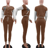 Casual Printed Baseball Jacket And Pants 2 Piece Sets TK-6203
