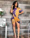 Round Neck Irregular Short Sleeve Mini Dress FSXF-59