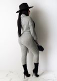 Solid Color High Neck Long Sleeve Jumpsuits NY-8876