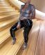 PU Leather Ruffle Skinny Pencil Pants NK-8525