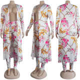 Plus Size Casual Printed Long Cloak And Pants 2 Piece Sets (Without Vest ) NY-8576