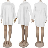 Plus Size Solid Color Loose Long Sleeve Dress NY-8844