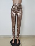 Bright Leather Split Skinny Ruched Pants LSD-81066