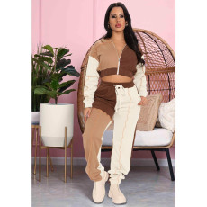 Casual Patchwork Hooded Two Piece Sets ASL-6521