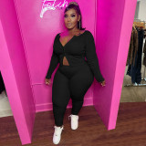Solid Long Sleeve Zipper Top And Pants 2 Piece Sets MA-Y455