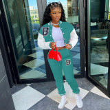 Casual Printed Baseball Jacket And Pants Two Piece Sets WSYF-5915