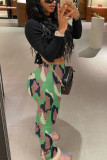 Plus Size Camo Print Casual Stacked Pants LM-8294