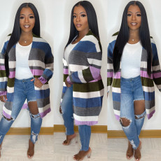 Knitted Striped Full Sleeve Saweater Cardigan FSXF-F331