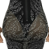 Sexy Hot Drilling Mesh Spaghetti Strap Night Club Dress BY-5380