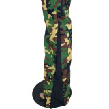 Camo Print Patchwork Flare Pants YH-5246