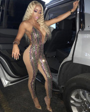 Sexy Sequin Deep V Neck Backless Bandage Jumpsuit ME-Q176