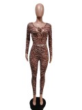 Sexy Mesh Printed Long Sleeve Bodysuit+Pants 2 Piece Sets MEM-88406
